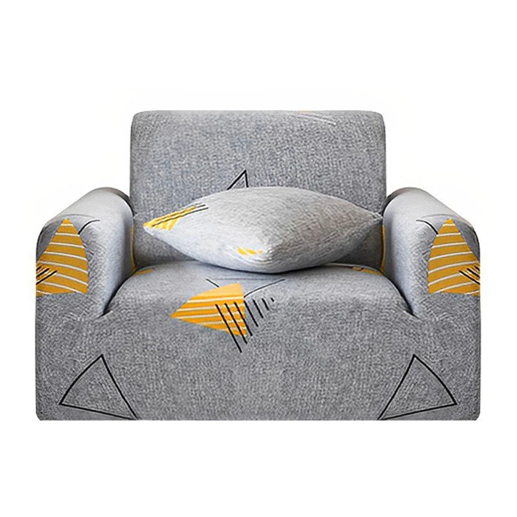 High Stretch 1-Seater Geometric Print Sofa Slipcover