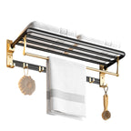 63cm Wall-Mounted Double Pole Towel Holder with Hooks