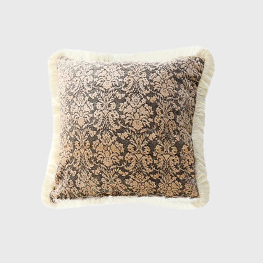 SOGA 45cm Wabi-sabi Floral Cover & Vintage Dark Floral Tassel Square Throw  Pillow