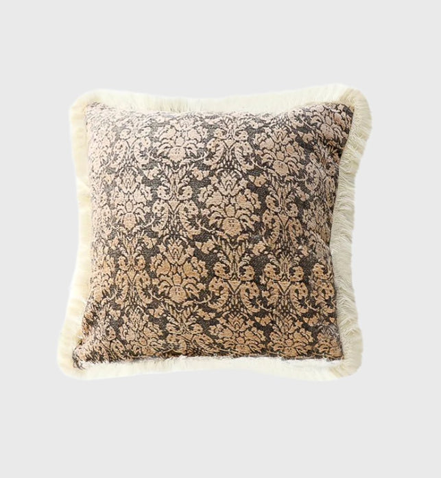 SOGA 45cm Wabi-sabi Floral Cover & Vintage Dark Floral Tassel Square Throw  Pillow