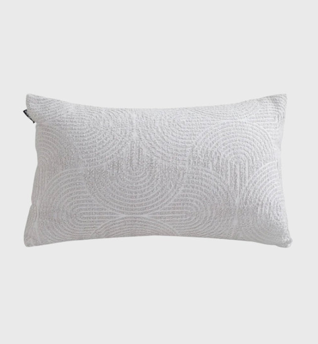 35cm Throw Pillow Off White Lumbar Embroidered