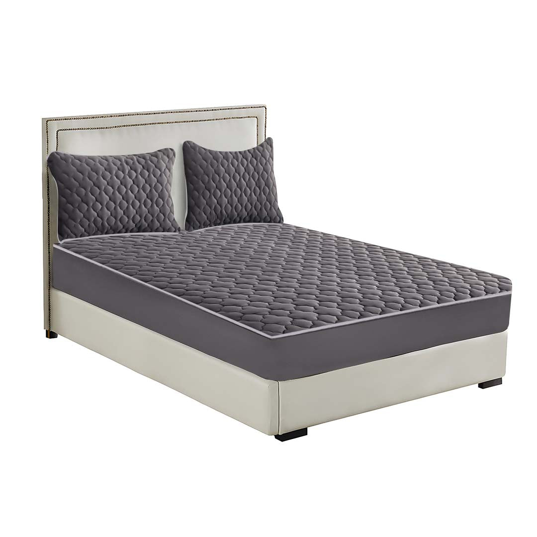 183cm Grey Wide Mattress Cover Clover Design