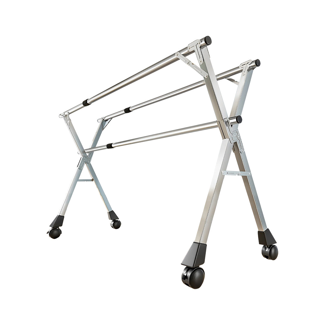 1.6m Portable Standing Clothes Drying Rack with Wheels