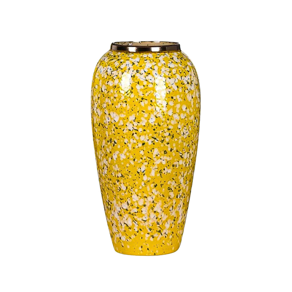35x17cm Yellow with White Mini Floral Large Ceramic Flower Vase Elegant Living Room Home Decor