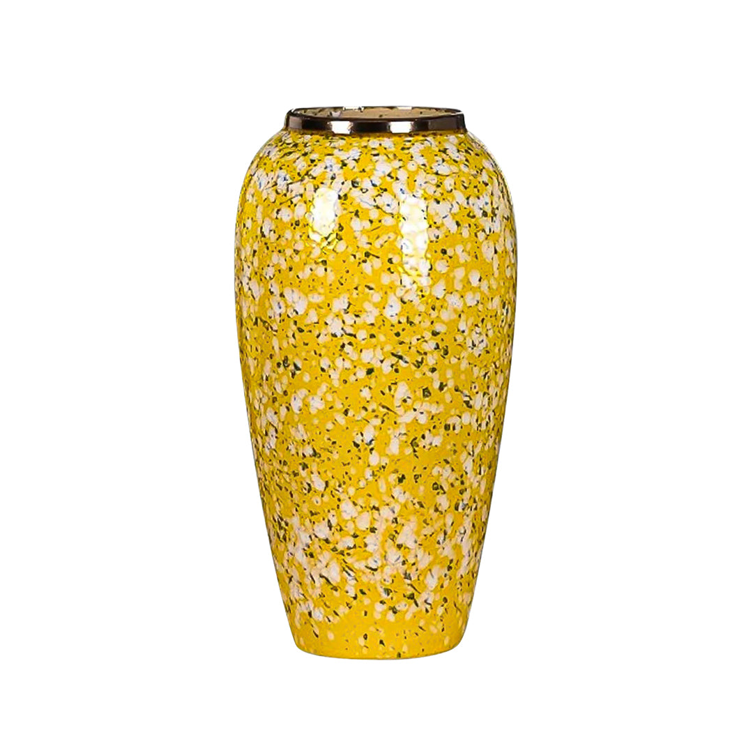 35x17cm Yellow with White Mini Floral Large Ceramic Flower Vase Elegant Living Room Home Decor