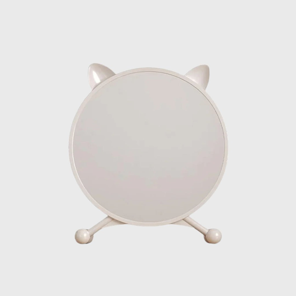 SOGA 30cm White Smart Makeup Bedroom Table Mirror Cat Ear Style No LED Light