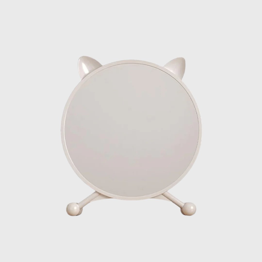 SOGA 30cm White Smart Makeup Bedroom Table Mirror Cat Ear Style No LED Light