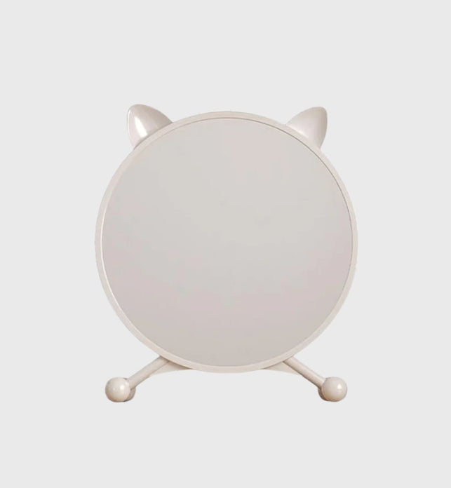 SOGA 30cm White Smart Makeup Bedroom Table Mirror Cat Ear Style No LED Light