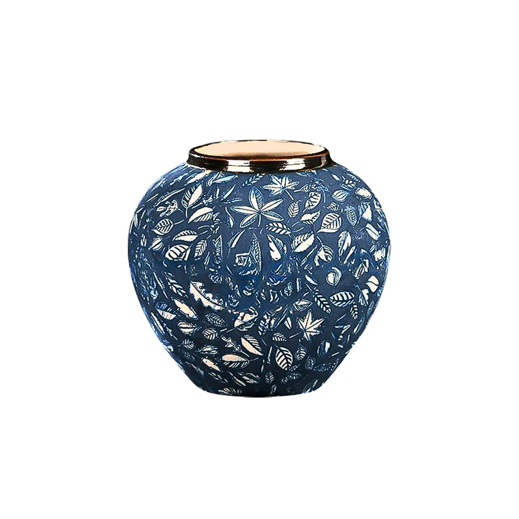 21x22cm Blue Small Ceramic Flower Vase Elegant Living Room Home Decor