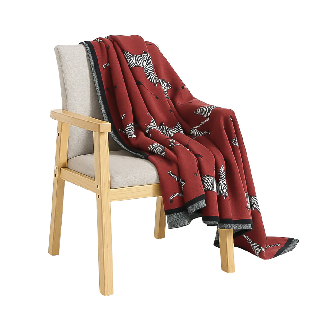 SOGA Wine red Zebra Print Throw Blanket 130x180cm Acrylic