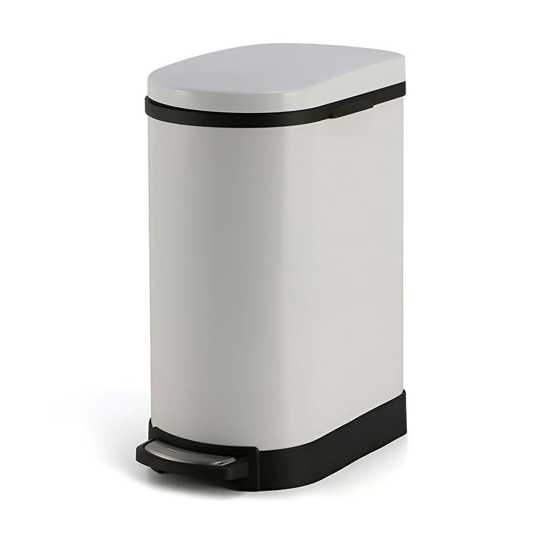 Foot Pedal Stainless Steel Trash Bin 10L U White