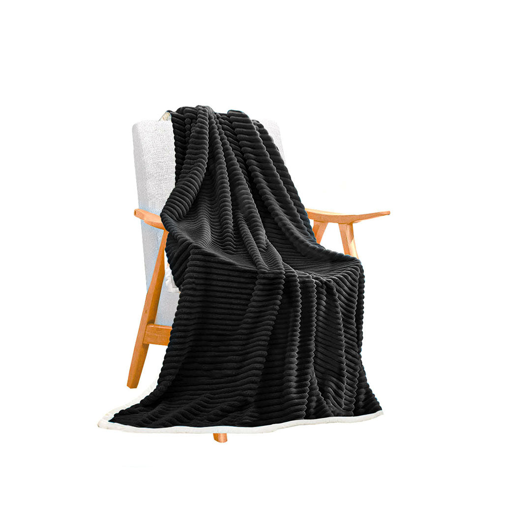 Black Throw Blanket Warm Cozy Double Sided Thick Flannel