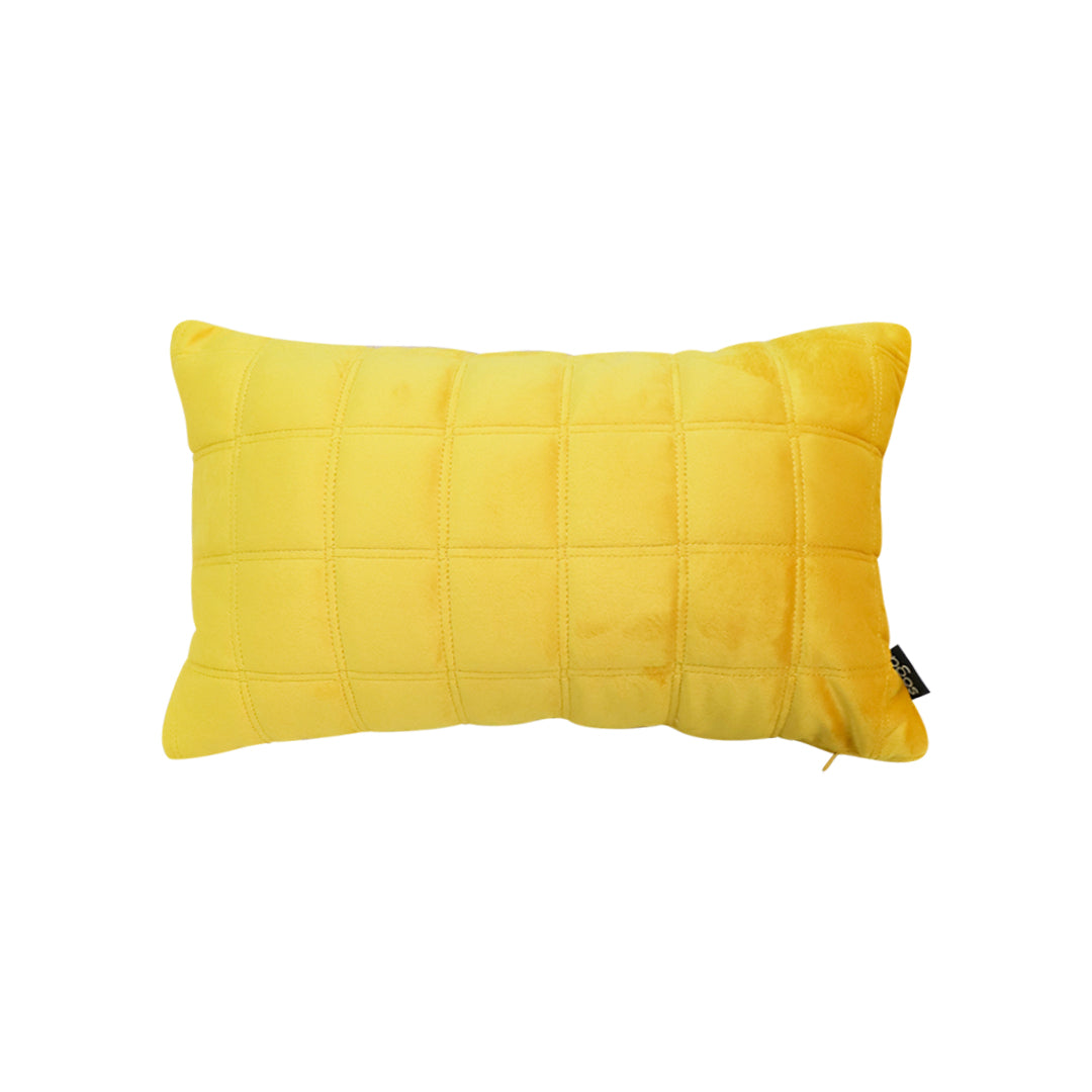 SOGA 30cm Yellow Quilted Grid Pattern Decorative Throw Pillow