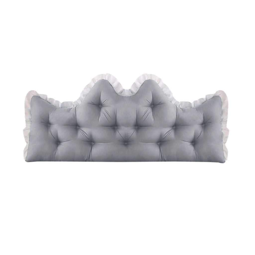 SOGA 90cm Crown Pillow Tufted Light Grey Headboard Cushion