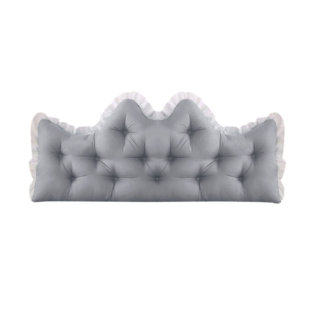 SOGA 90cm Crown Pillow Tufted Light Grey Headboard Cushion
