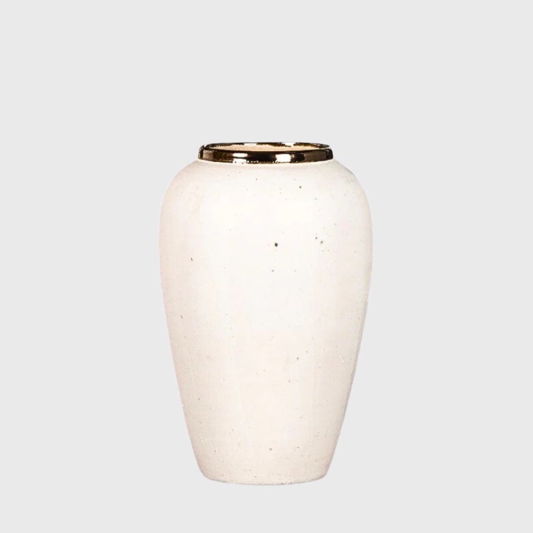 SOGA 30x19cm Plain White Medium Ceramic Flower Vase Elegant Living Room Home Decor