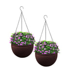 SOGA 2X Coffee Large Self-Watering Hanging Resin Planters