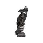 SOGA 31cm Black Resin Sculpture Silent Shush Face Design Modern Art