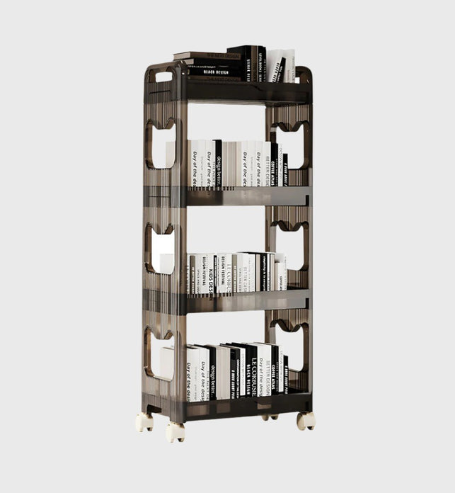 SOGA 38x24x90cm Black 4 Tier Bookshelf & Cosmetic Storage Organizer Trolley Rack