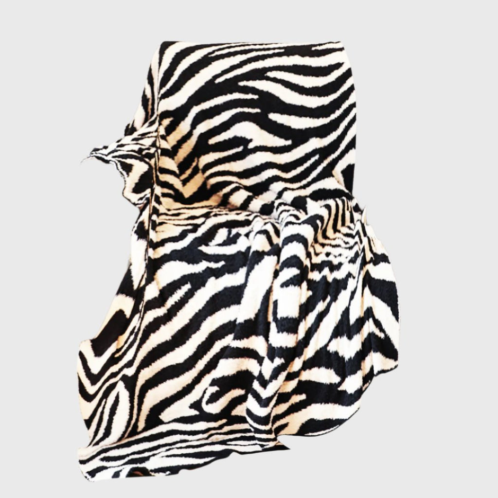 130x170cm Throw Blanket Black and White Soft Zebra Print