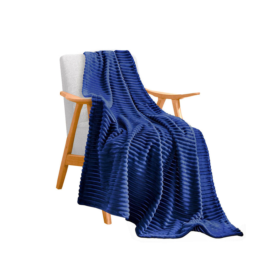 Blue Throw Blanket Warm Cozy Striped Pattern
