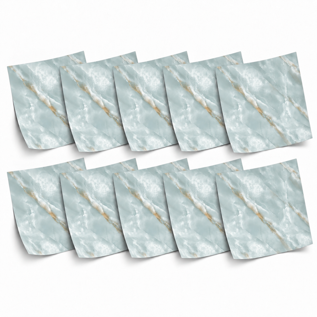 SOGA Peel & Stick Floor and Wall Tiles 60 x 60cm 10 Pack Jade Faux Marble