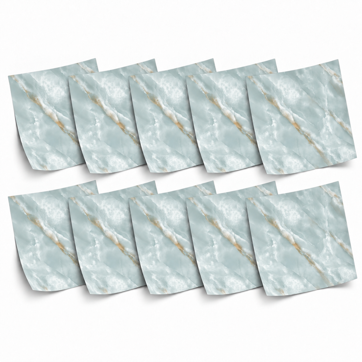 SOGA Peel & Stick Floor and Wall Tiles 60 x 60cm 10 Pack Jade Faux Marble