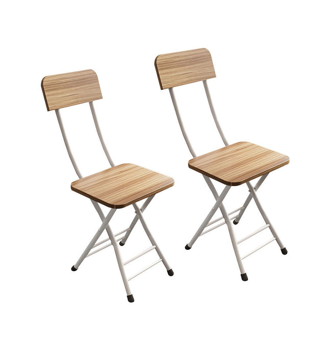 Foldable Chair Space Saving Seat Set of 2 Oak Grain