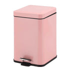 Foot Pedal Stainless Steel Trash Bin Square 12L Pink