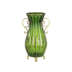 51cm Green Glass Floor Vase with Metal Stand