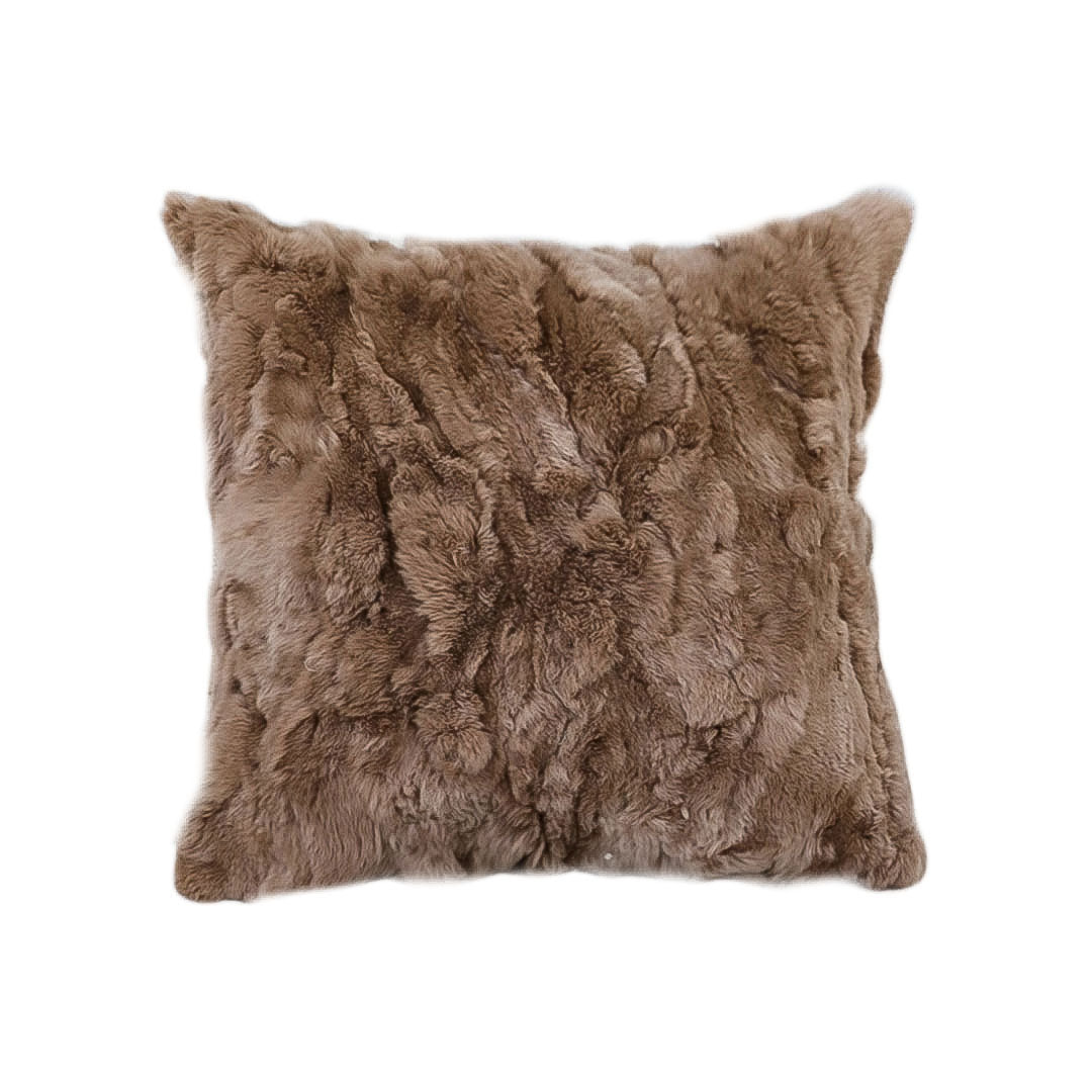 SOGA 50cm Luxurious Brown Faux Fur Plush Textured Throw Pillow
