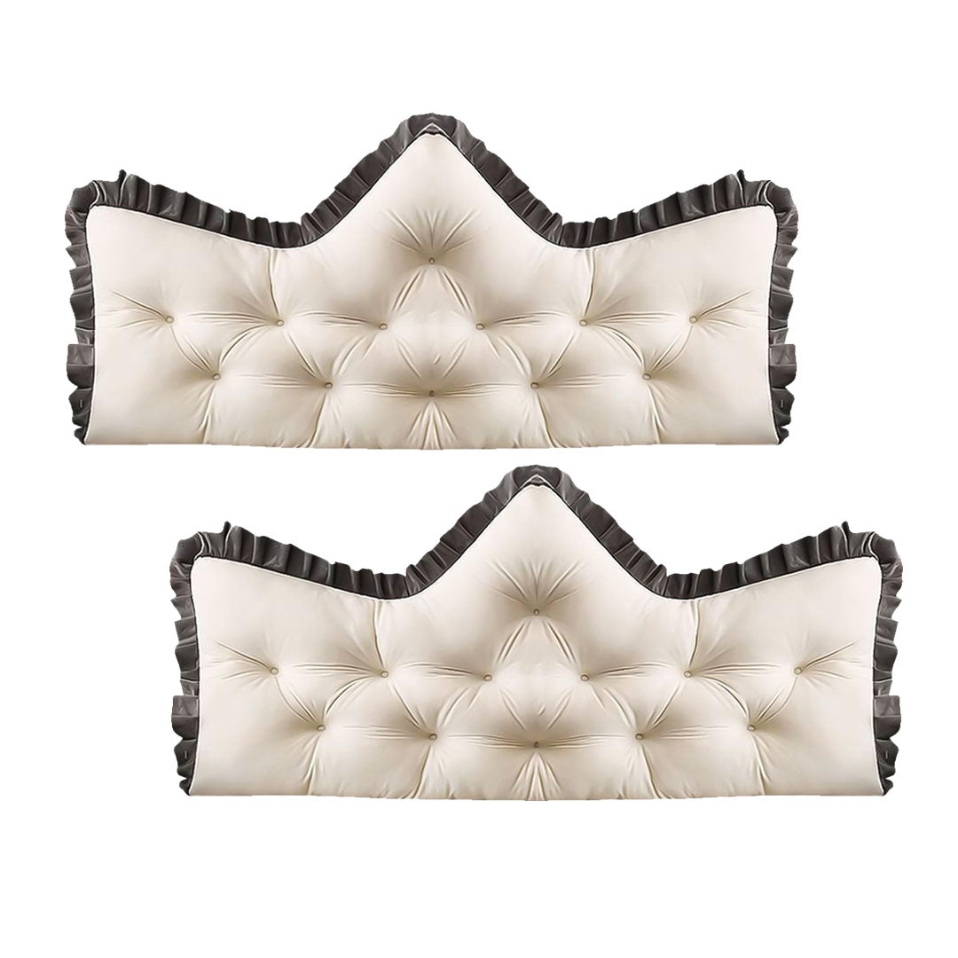 SOGA 2x 120cm Crown Pillow Tufted Cream Headboard Cushion for Bed
