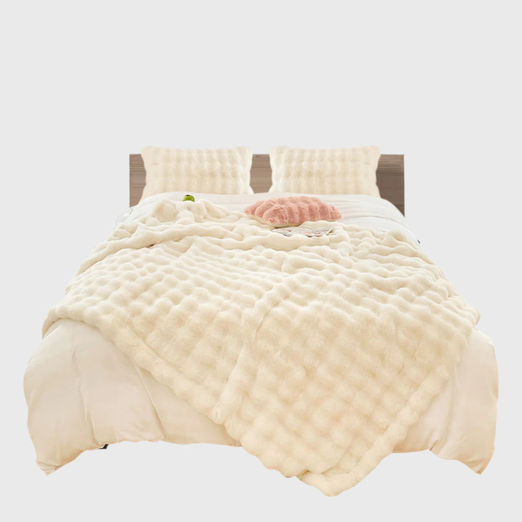 SOGA 200cm Creamy White Fur Fuzzy Super Soft and Cozy Fluffy Throw Blanket