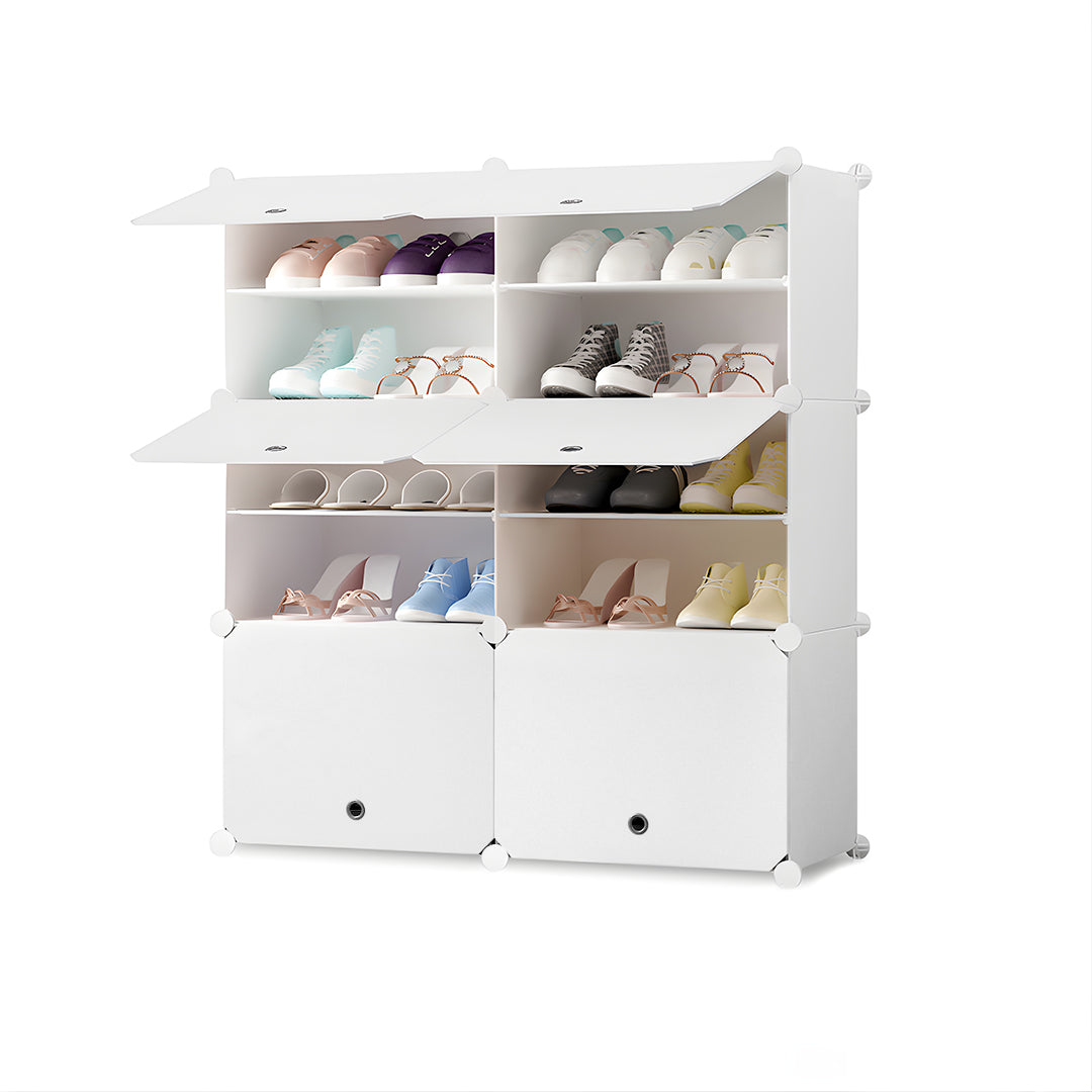 5 Tier 2 Column White Shoe Rack Organize