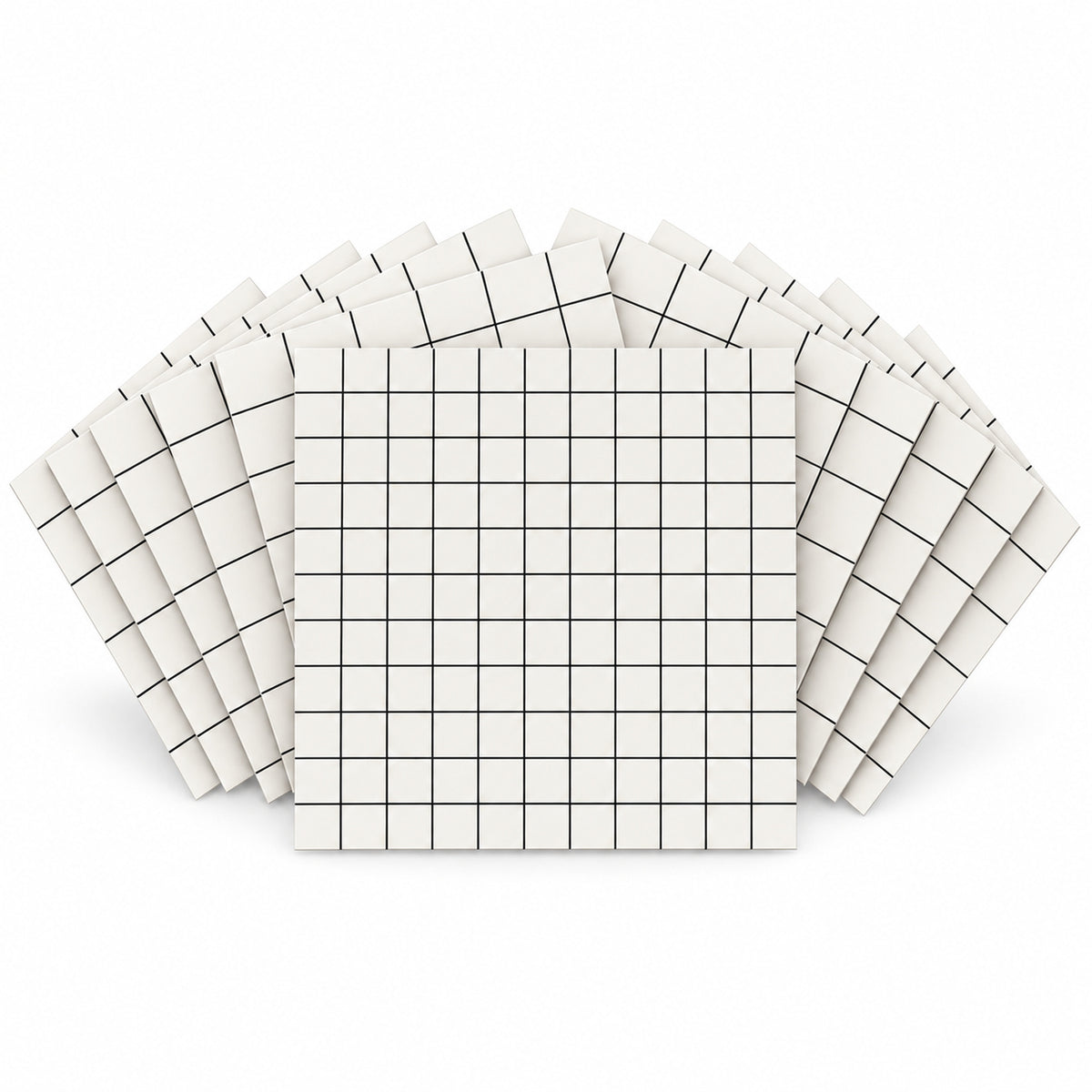 SOGA Peel & Stick Floor and Wall Tiles 60 x 60cm 10 Pack White Grid Tile Look