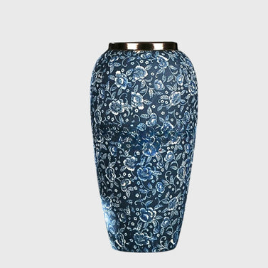 SOGA 35x17cm Blue with White Mini Floral Large Ceramic Flower Vase Elegant Living Room Home Decor