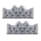 SOGA 2x 150cm Crown Pillows Tufted Light Grey Headboard Cushion Set