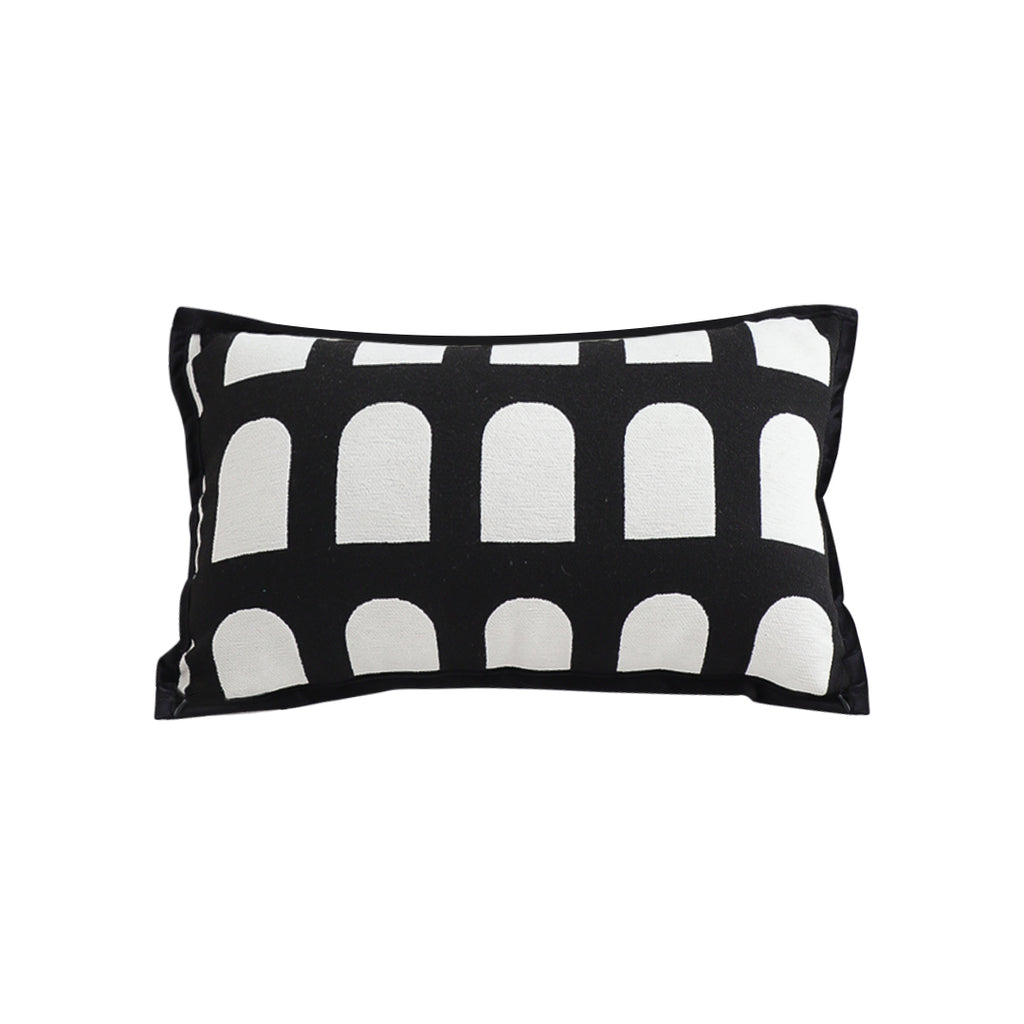 SOGA 30cm Contemporary Black White Geometric Pattern Throw Pillow