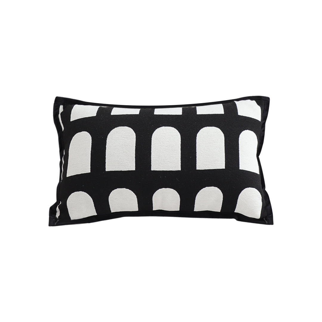 SOGA 30cm Contemporary Black White Geometric Pattern Throw Pillow