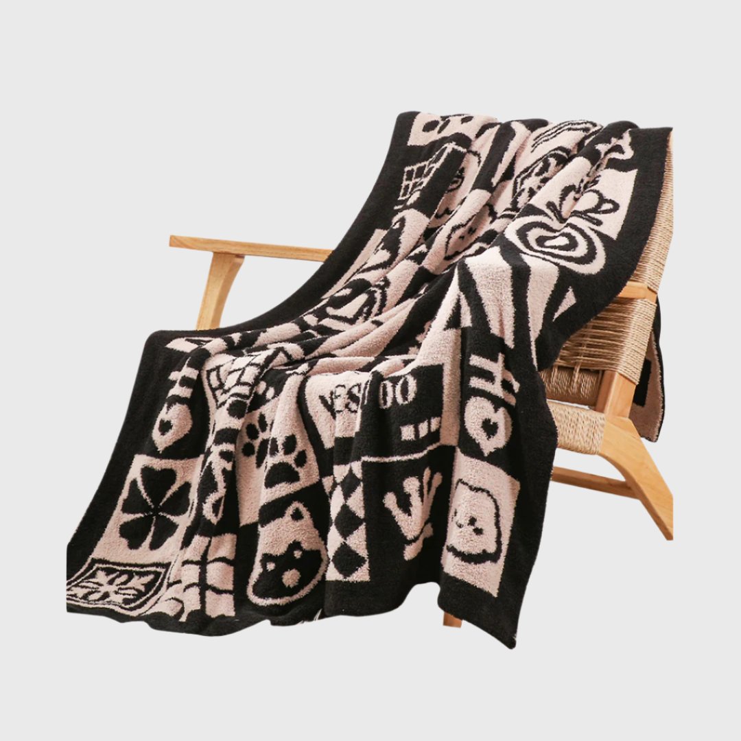 130x160cm Throw Blanket  Black and White
