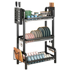 3 Tier Steel Black Kitchen Drying Rack Dish 62cm