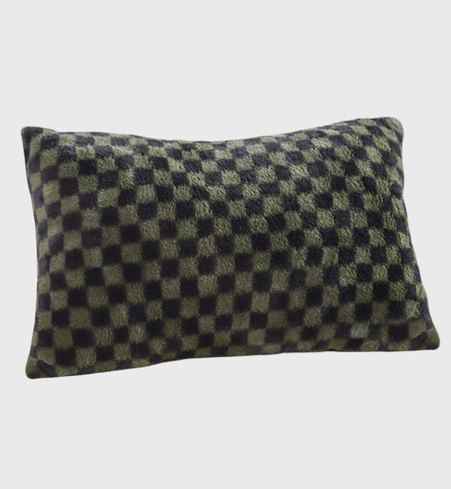 SOGA 30cm Urban Light Luxury Dark Green Checkered Lumbar Throw Pillow