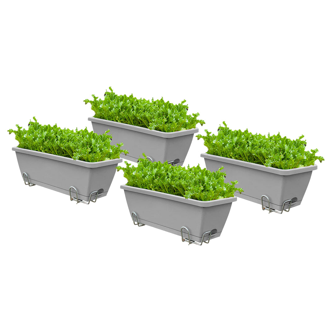 49.5cm Gray Rectangular Vegetable Herb Flower Planter Box Set of 4