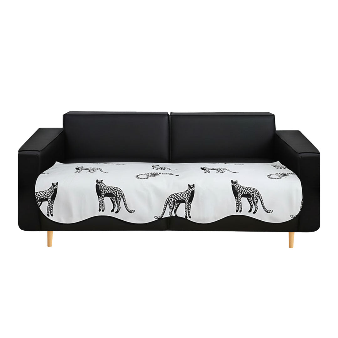 SOGA Four-Seater White Leopard Print 90x260cm Throw Blanket Sofa Cover