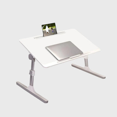 SOGA 60x40cm Portable White Adjustable Foldable Laptop and Study Table