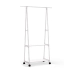 2-in-1 Organiser Clothes Shoe Rack with Wheels White