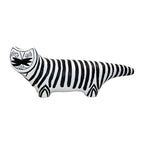 SOGA 47cm Elongated Black and White Striped Cat Resin Sculpture for Modern Home Décor