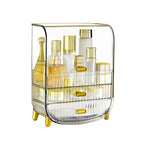 3 Tier Transparent Multifunctional Countertop Cosmetic Storage Drawer Type Organiser