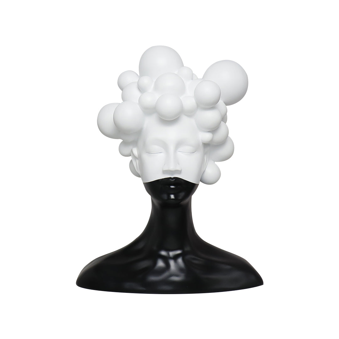 SOGA 30cm Black & White Bubble Head Resin Sculpture Modern Art Decor for Home Décor
