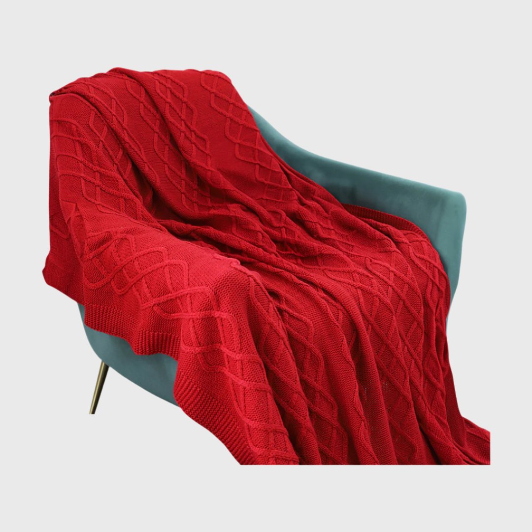 130x180cm Throw Blanket Red Christmas Chunky Yarn